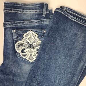 Telepatia Bootcut Jeans Y2K Embellished Pockets Mid Rise 15/32 NWT Stretch